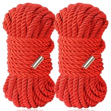 Silk Rope 32 Feet 8mm Soft Durable Multipurpose Long Satin Braided 2 Red