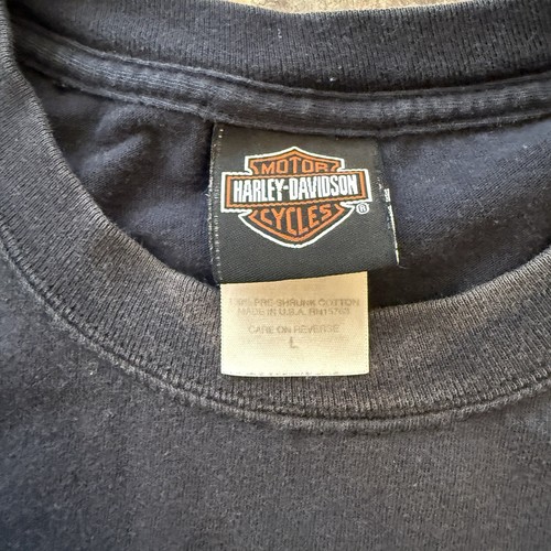 Harley Davidson Shirt Mens Large Black Pig Flames Ocala Florida 2008 Fading*⬇️ - Picture 9 of 11