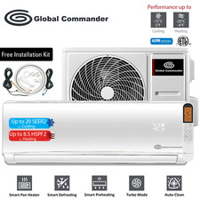 9000 BTU Mini Split AC Heat Pump Ductless 115V GLOBAL COMMANDER 19 SEER2