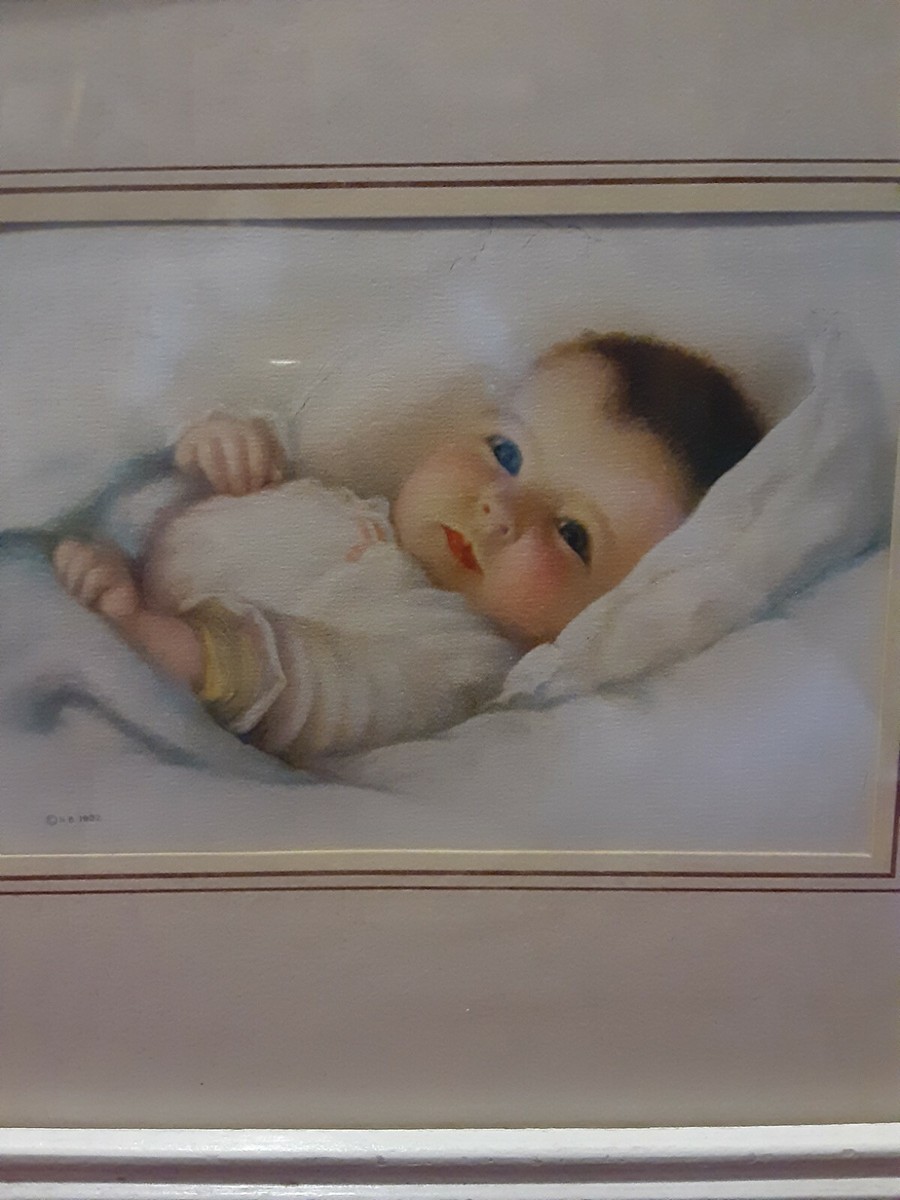 赤ちゃんのインテリア／アート Antique N.B. 1932 PRINT Baby Nusery Decor Wall Hanging Artwork | eBay