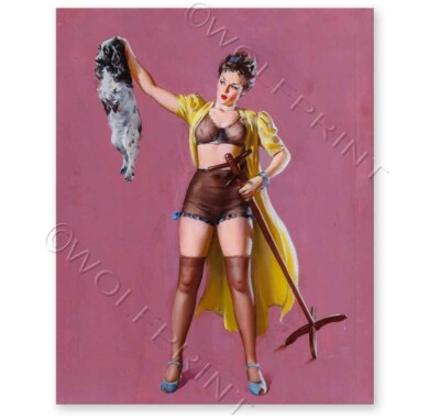 ''Miss-Placed Confidence'' 1941 Elvgren Dog Gone It! Vintage Pin-Up Poster 24x30