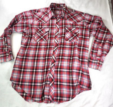 VTG Sheplers Pearl Snap Red Plaid Western Shirt Long Sleeve Western Fit XL