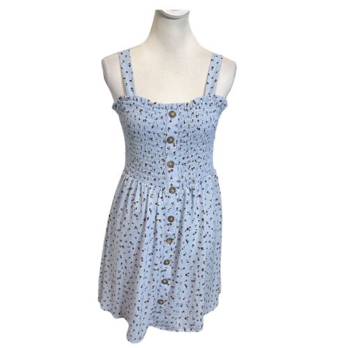 Sienna Sky Light Blue Floral Dress Smocked Mini A… - image 1