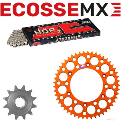 KTM EXC250 92-22 JT Silver Heavy HD & Renthal Sprocket Kit Orange XCW250