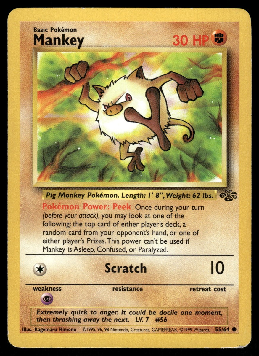 Mankey HP 55/64 Jungle Pokemon Card