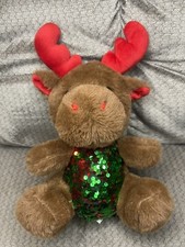 Holiday Time Christmas 12" Brown Plush Moose with Sequins Stuffed Animal Pal