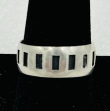 Silver Cut Out Notched Band Style Ring Sz 10 Marked