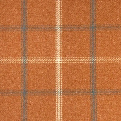 FRANK THOMAS INTERIORS Brora Pin Check Orange/Blue Grey Wool Type Upholstery/Curtain Fabric