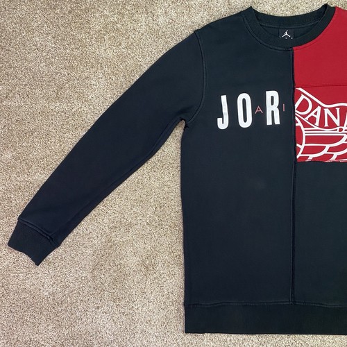 Air Jordan Sweatshirt Boys Youth XL 13-15 Black Red Half Design Wings Basketball - Picture 8 of 22