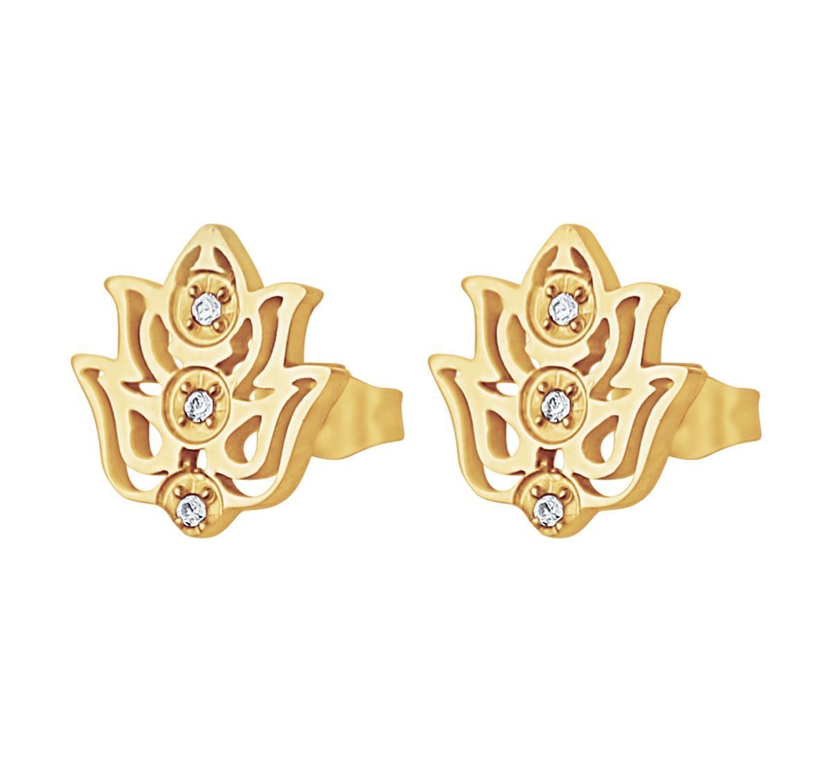 Edelstahl "Flora" Ohrstecker Zirkonia Lotus Blatt Ast