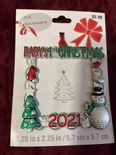 2021 Metal Mini Photo Picture Ornament Silver Square Baby  s First Christmas