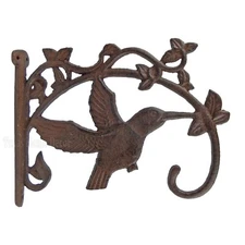 Large Hummingbird Plant Hanger Basket Holder Hook Cast Iron Heavy Duty 11 1/4"