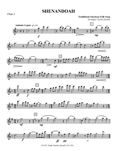 Shenandoah - Flute Quartet - original arrangement New printing each order - Picture 4 of 4