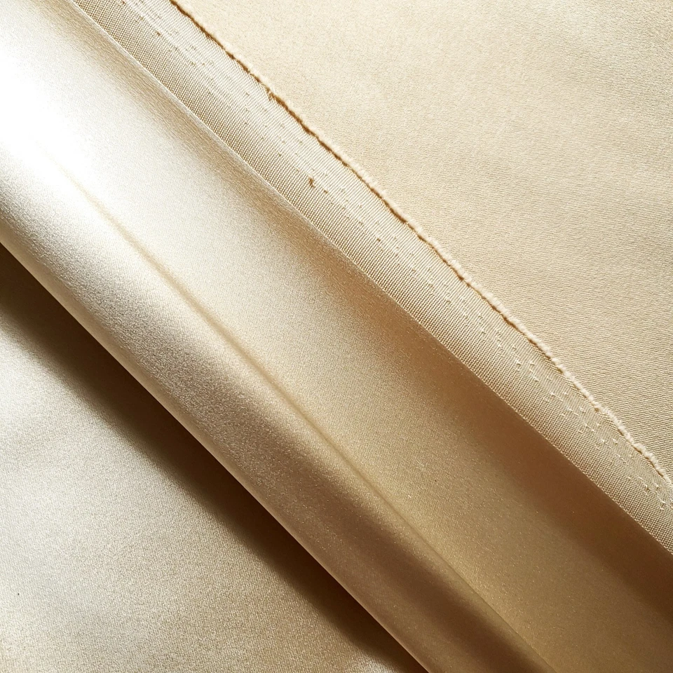 Tecido de cetim stretch ouro champanhe 58" por jarda brilho macio Charmeuse - Imagem 3 de 4