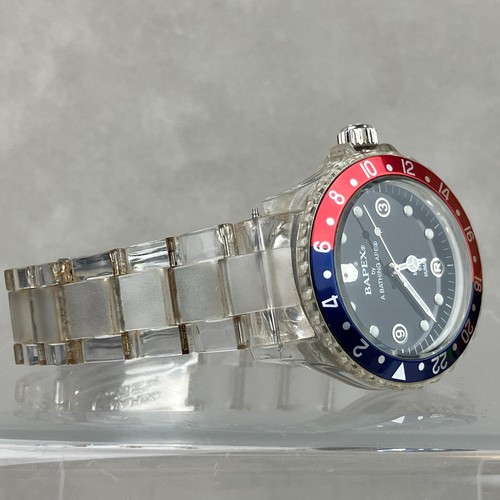 RARE A Bathing Ape Bapex 2009 Clear Pepsi Bezel Men's Watch Made by Human Japan - Picture 7 of 13
