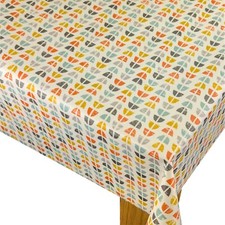 Fryetts Scandi Odense Burnt Orange  Cotton Oilcloth WIPE CLEAN PVC TABLECLOTH