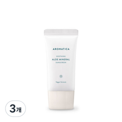 Aromatica Soothing Aloe Mineral Sunscreen SPF50+ PA++++, 50g, 3EA
