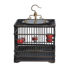 Quality Handmade Chinese Huali Rosewood Square Shape Decor Birdcage ws639