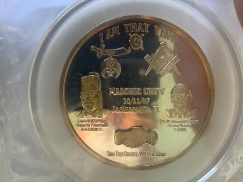 1997 Masonic Unity Silver Coin 2oz .999 fine silver. Jacksonville Fl.