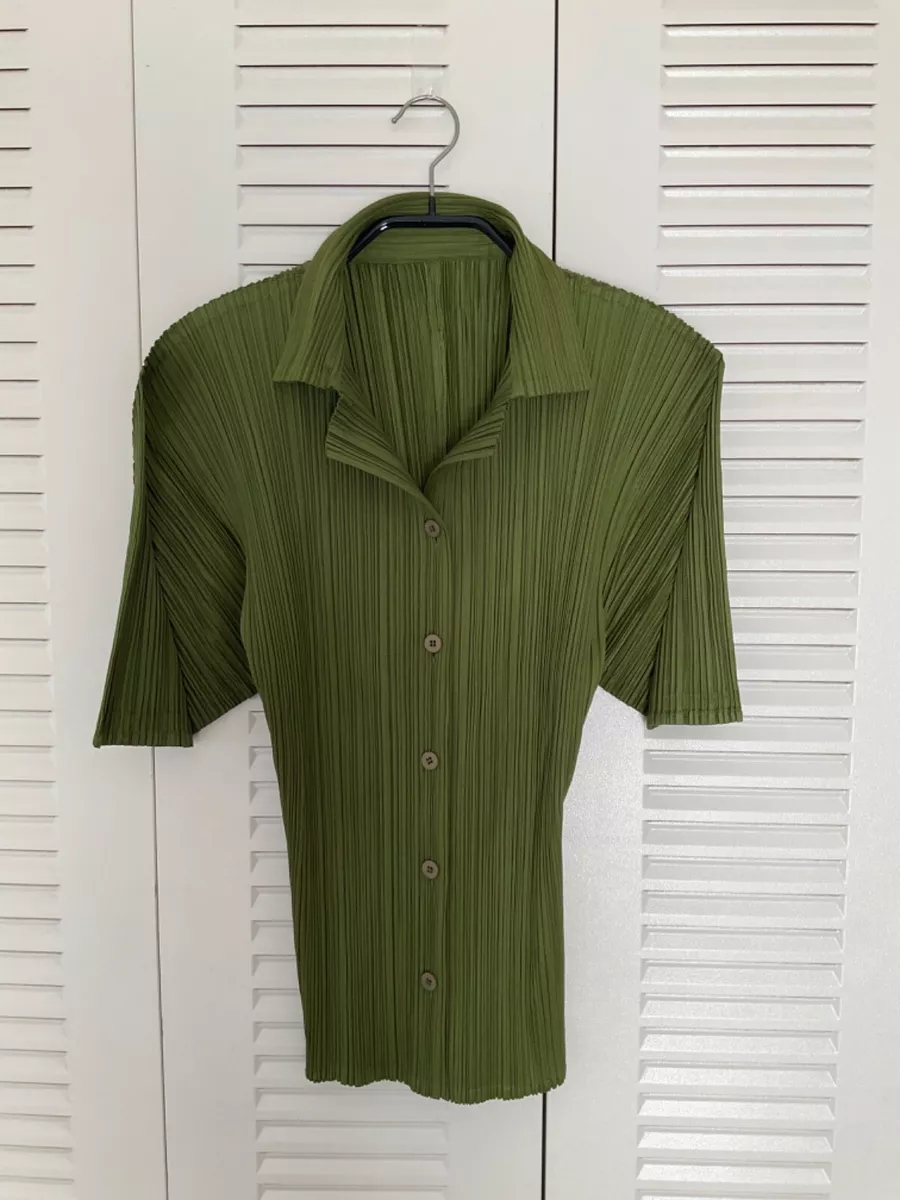 ISSEY MIYAKE Pleats Please Shirt Matcha Green Size 3 from JAPAN