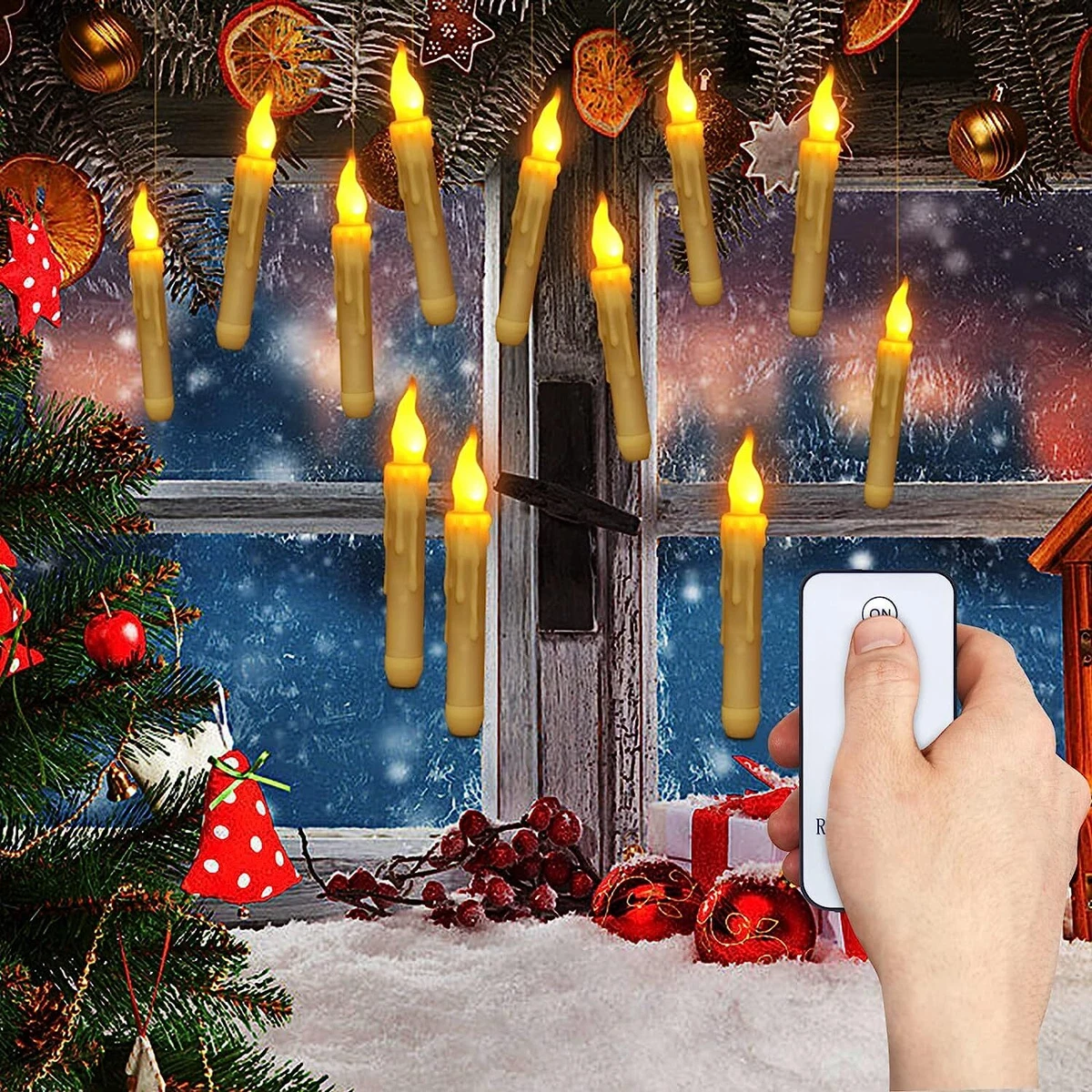 Party Decor, Harry Potter Floating LED Candles Flameless with Magic Wand Remote Control, Christmas Gifts Halloween Decorations for Home Church Party