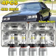 4PCS 4X6" LED Headlights DRL HI-LO For 1984-1987 Buick Regal Grand National