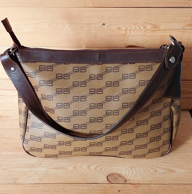 Vintage BALENCIAGA handbag Monogram pattern Canvas Brown BB