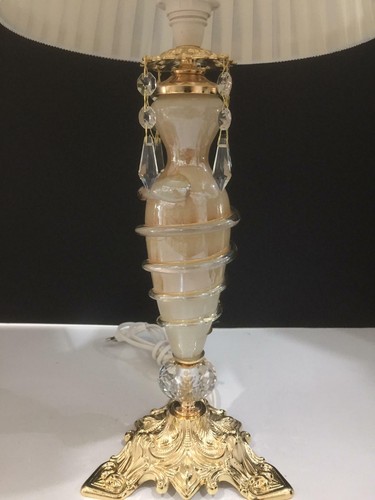 TRIS DI LUMI ORO IN OTTONE E VETRO DI MURANO CON CRISTALLI - Picture 4 of 4