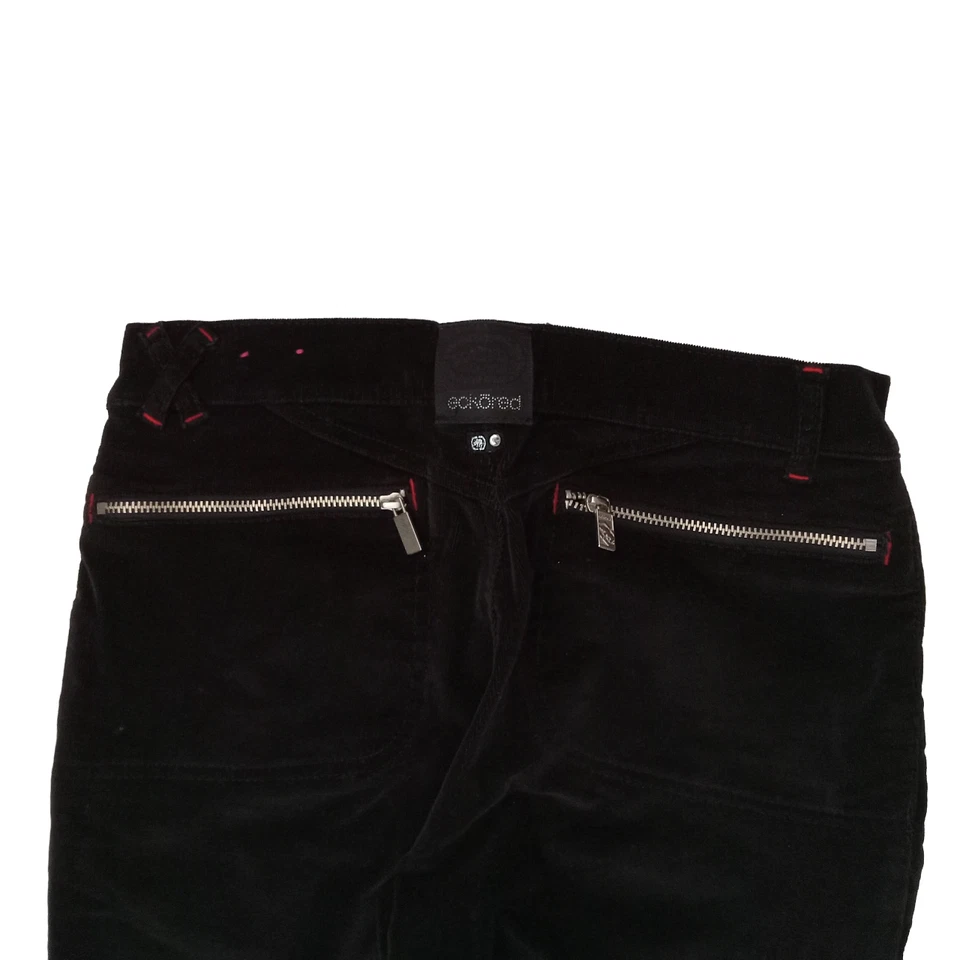 Eckored винтажный Y2K девочек украшенный черный вельвет брюки размер 14 красный отделки - Изображение 4 из 4