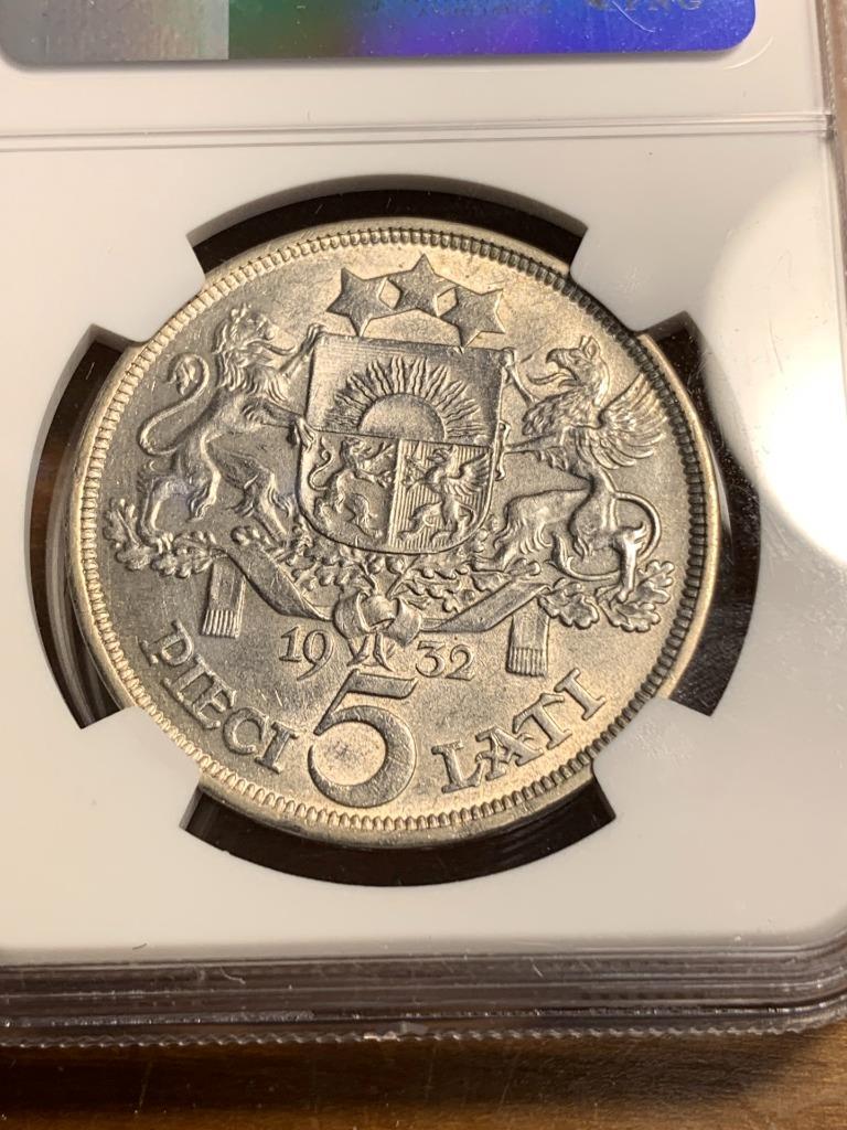 1932 Latvia 5 Lati NGC Graded MS61 SKU# 34755 | eBay