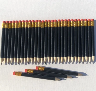 JCS 25 Stück Golf Bleistifte + Radiergummi Kurz je 10 cm Lang Mini Bleistift kurze