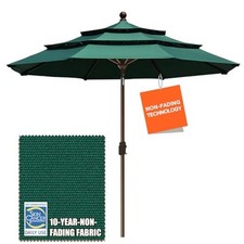 USA 10-Year-Non-Fading 9Ft 3 Tiers Market Umbrella Patio 9ft Forest Green