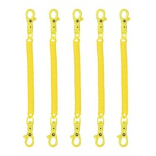 Retractable Coil Keychain W Double Plastic Lobster Clasp, 7.9", Yellow 5 Pcs