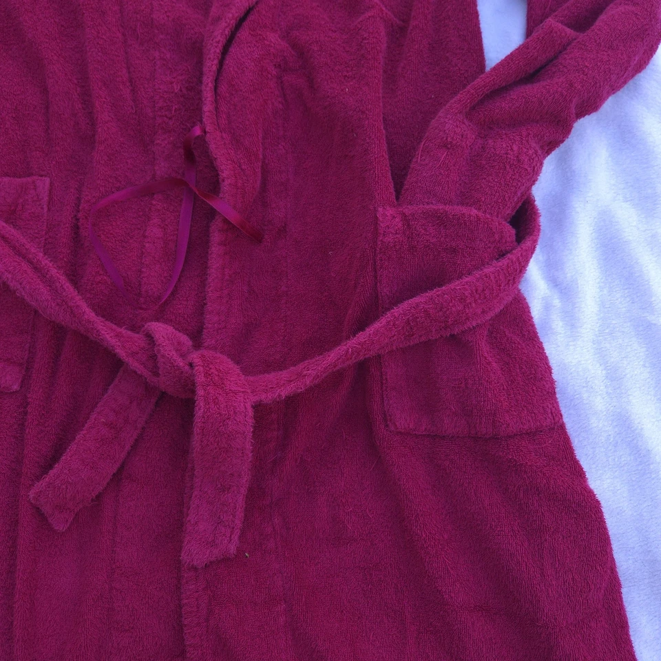 Roupão de banho vintage LL Bean vermelho para fumar sala de dormir bolsos com cinto turco tamanho 1 - Imagem 3 de 4