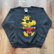Vintage Peanuts Sweatshirt Snoopy Joe Cool Woodstock Double Sides Large 70s 80s