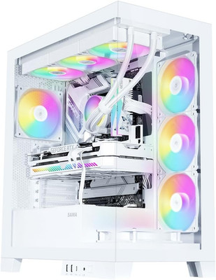 V50 Mid Tower Gaming PC Case with Dual Tempered Glass, 4×ARGB PWM Fans, High Air