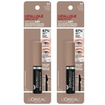 2x L'Oreal Paris Infallible Wear Brow Mascara, 8.0 Light Blonde, 0.13 fl oz