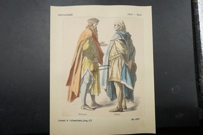 Picture board costume old sheet 15 Germany citizen nobleman 1300 colored