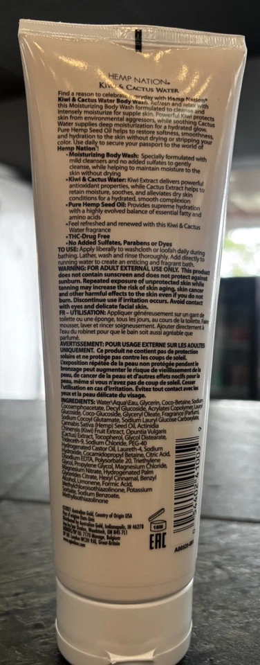 NUEVO Australian Gold Hemp Nation Kiwi y Cactus Agua Hidratante LAVADO CORPORAL 8 oz Foto 4 de 4