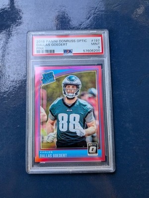 Dallas Goedert  2018 Donruss Optic Pink Rated Rookie Philadelphia Eagles PSA 9
