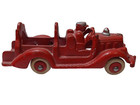 Original 1930s Hubley Red Cast Iron Fire Truck w/ Rubber Wheels 5” Long JB2D