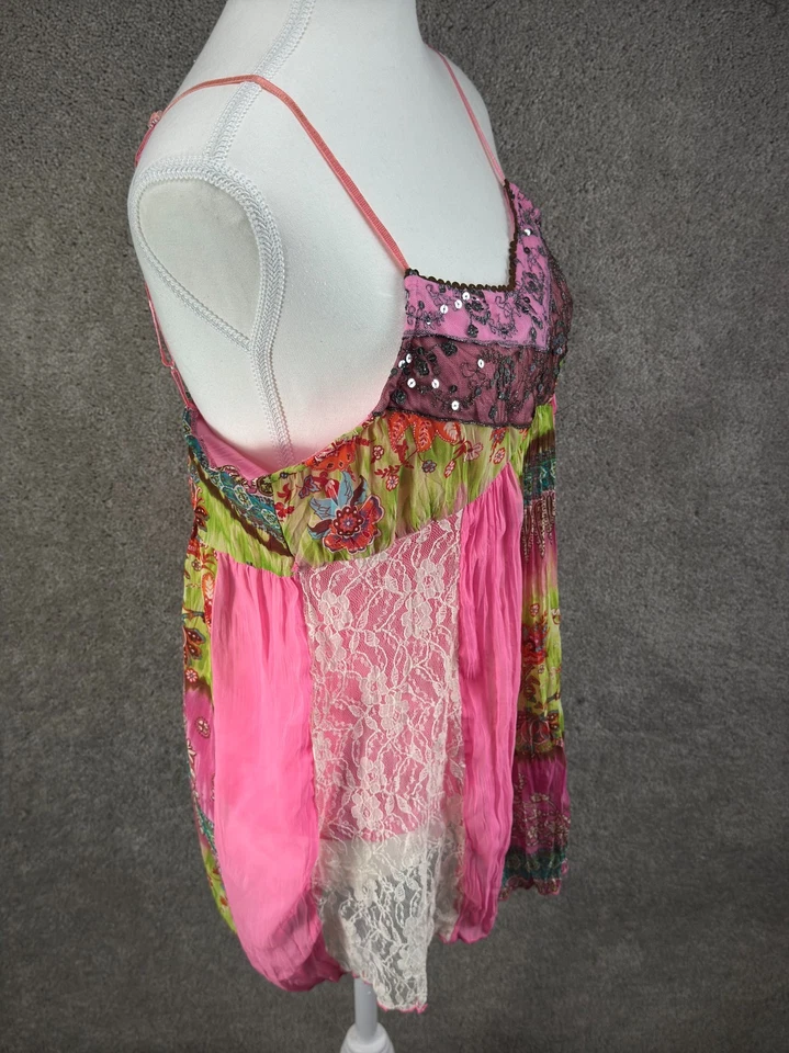 Babydoll No Boundaries para mujer Y2K Cami M Mixto Media Encaje Boho Gitano Hada Fluido Foto 4 de 4