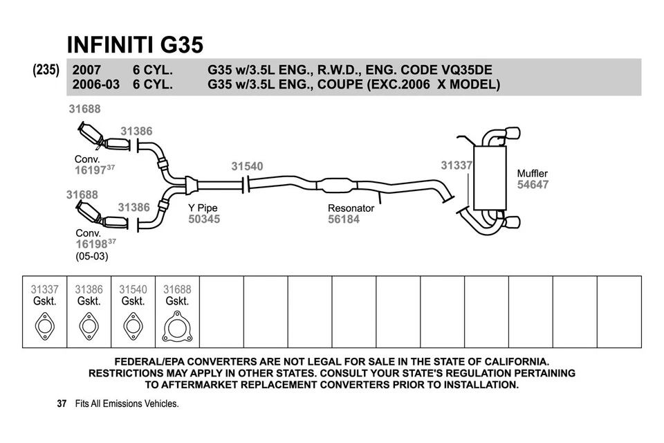 For Infiniti G35 03-07 SoundFX Aluminized Steel Oval Direct Fit Exhaust Muffler Foto 4 de 4