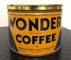 Vintage WONDER Coffee Can – General Foods – Cardboard & Tin – Original Graphics