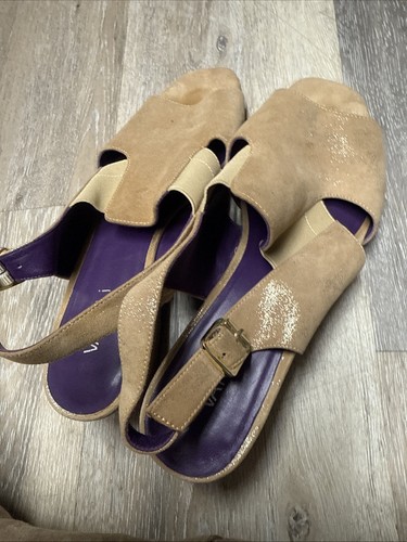 Van Eli Suede open toe wedge heel size buckle strap size 10M comfy sandal - Picture 11 of 13