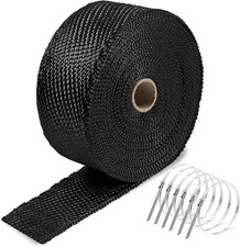 Exhaust Heat Tape Wrap, 2  x 50 Ft, Motorcycle Fiberglass Shield Black 2''x50'