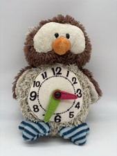 Kuscheltier Eule Nici Uhr verstellbar Lernspiel 25cm Plüschtier Stofftier braun