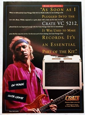 DIRE STRAITS~MARK KNOPFLER~CRATE VC 5212 GUITAR AMP~1996 PRINT AD