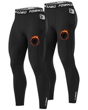 2 Pack Thermal Compression Pants for Men Lightweight Fleece Lined Sports Legg...
