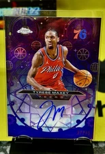 2025-26 Topps Chrome Tyrese Maxey Chromographs 27/75 On Card Auto 76ers #CH-TM